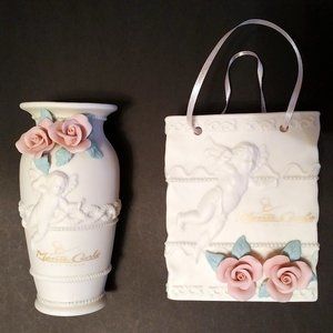 NEW Cream Porcelain-look Bud Vases, Angel Motif, Set of 2!